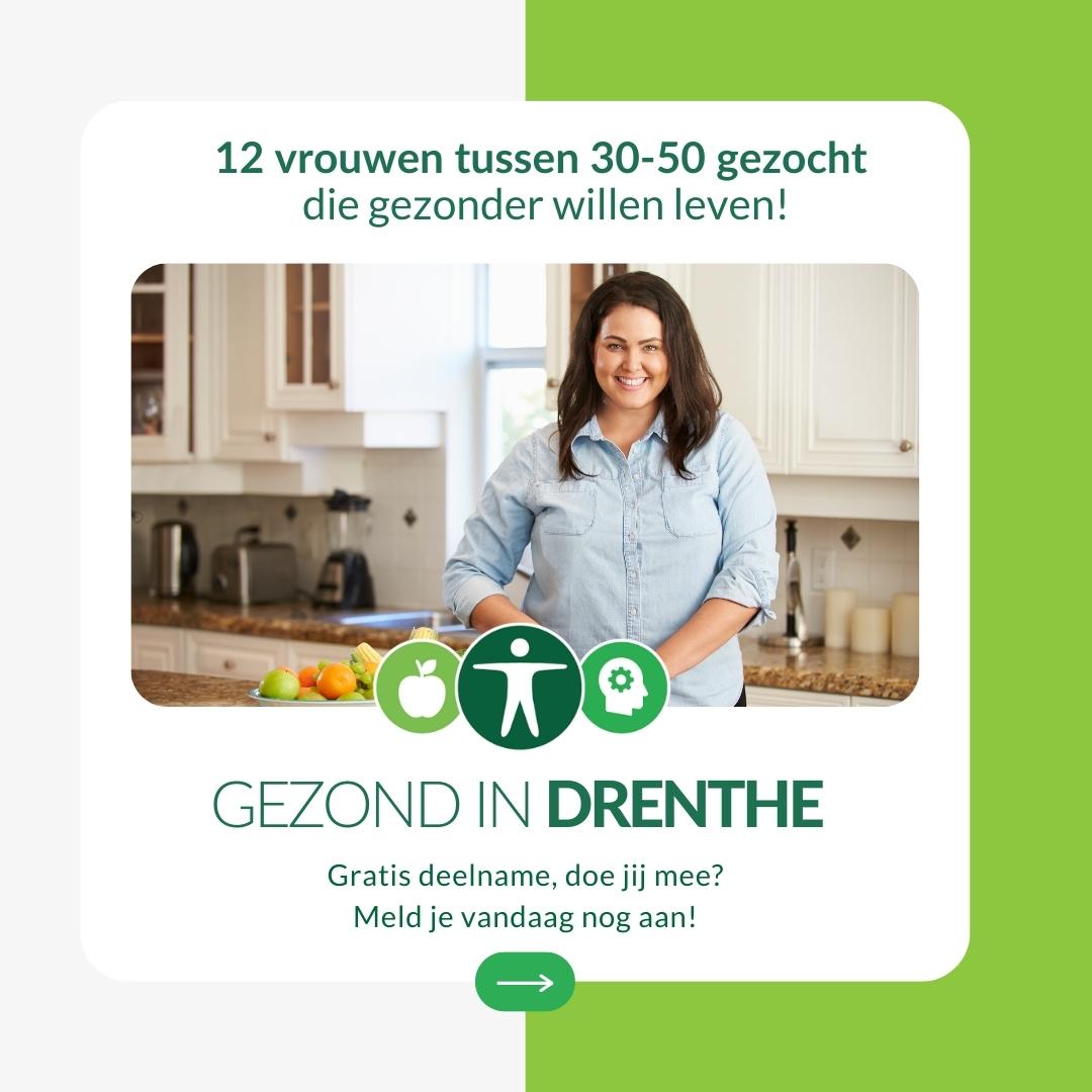 Gezocht: 12 vrouwen tussen 30-50 uit Drenthe met overgewicht die een gezondere levensstijl willen